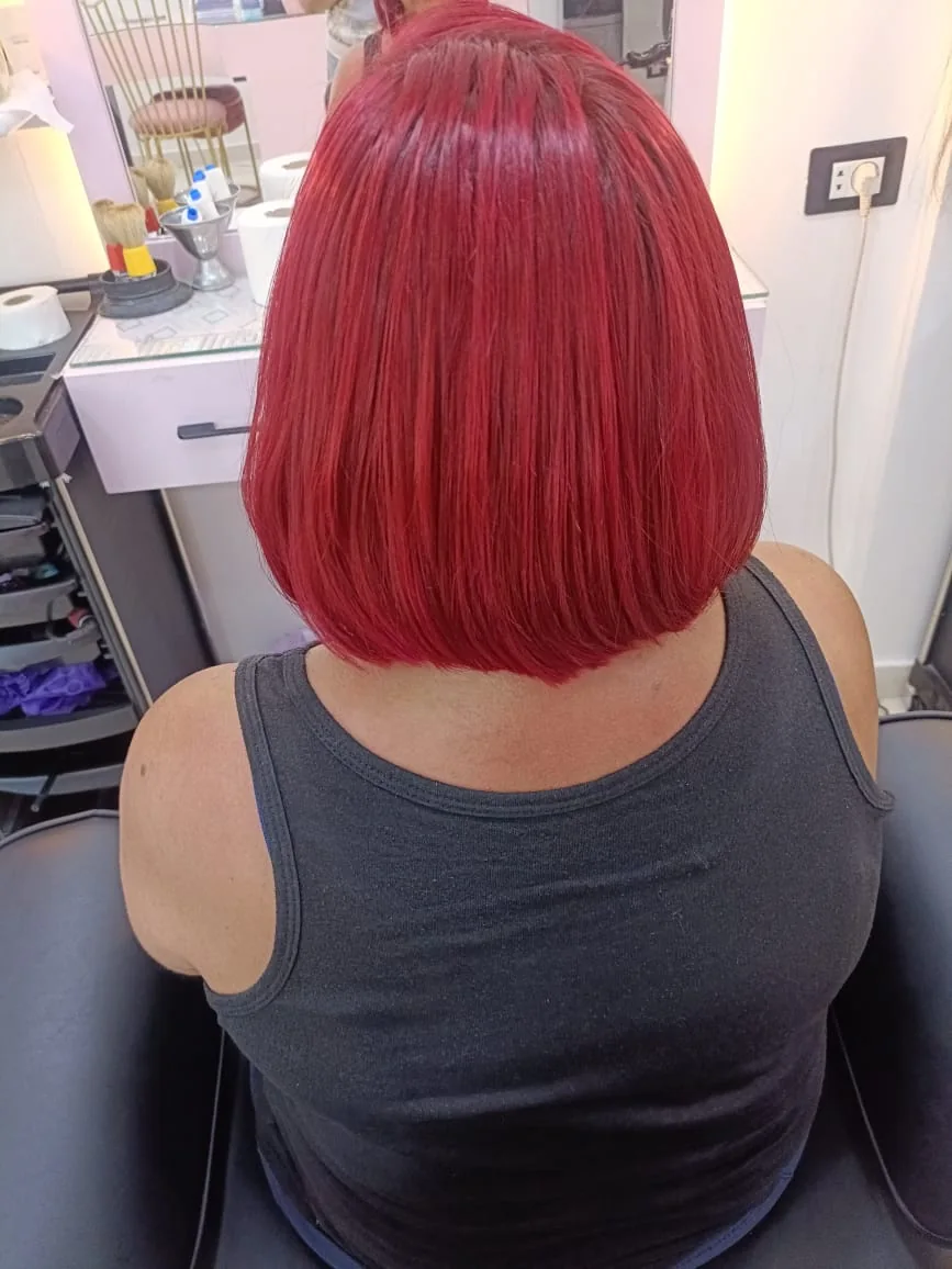 Red bob haircut